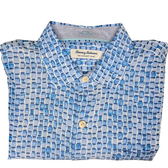 Tommy Bahama Coconut Point Fade Away Geo IslandZone Short Sleeve Button Up top L - Picture 2 of 6